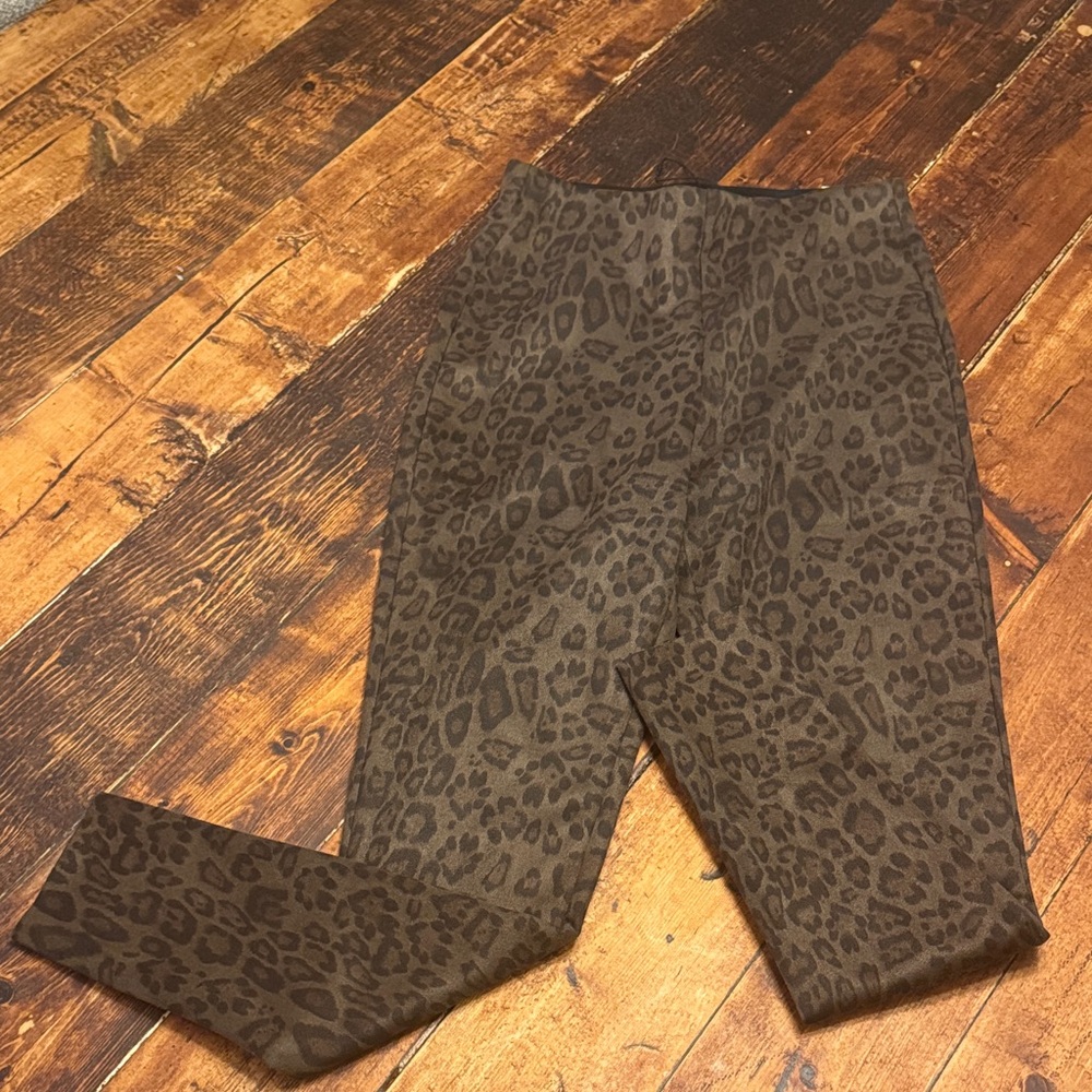 NWT! Zara Hi Rise Brown Leopard Print Leggings size small